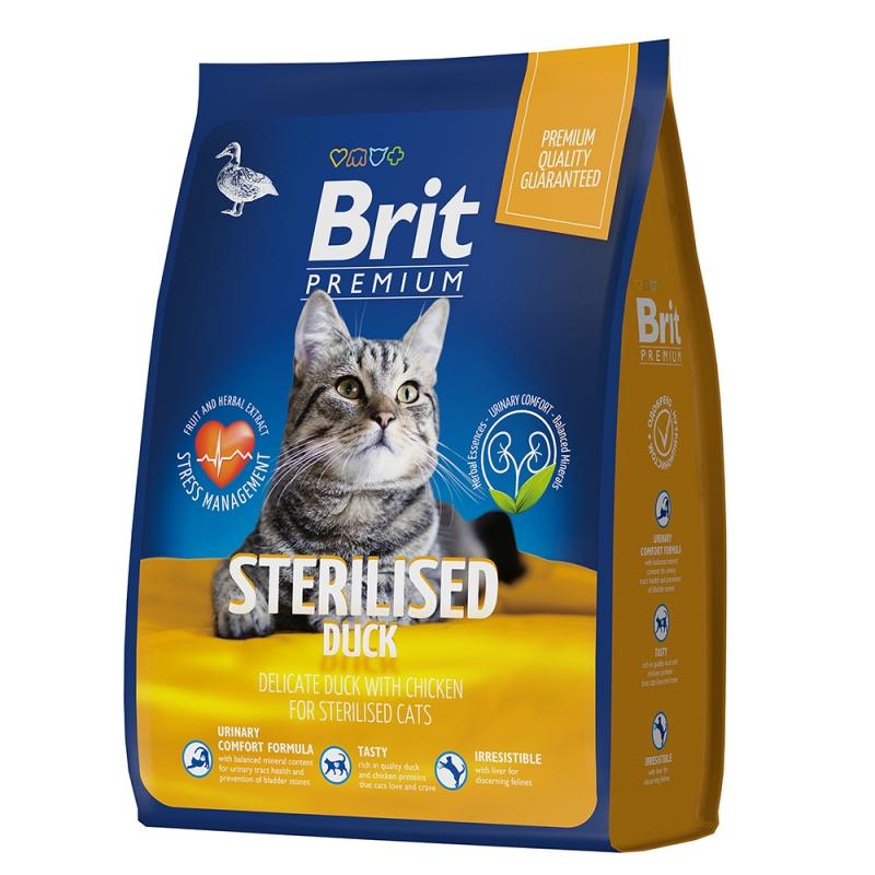 Brit PREMIUM ADULT для стерилизованных кошек с уткой и курицей
